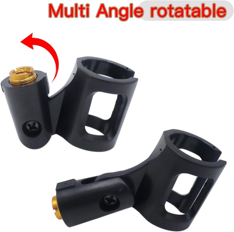 Cheerock 4Pcs Adjustable Rubber Microphone Holder Clips, Flexible Handheld Mic Stand Accessories, Shockproof Design with 29-32mm Inner Diameter Range, Black - Image 3